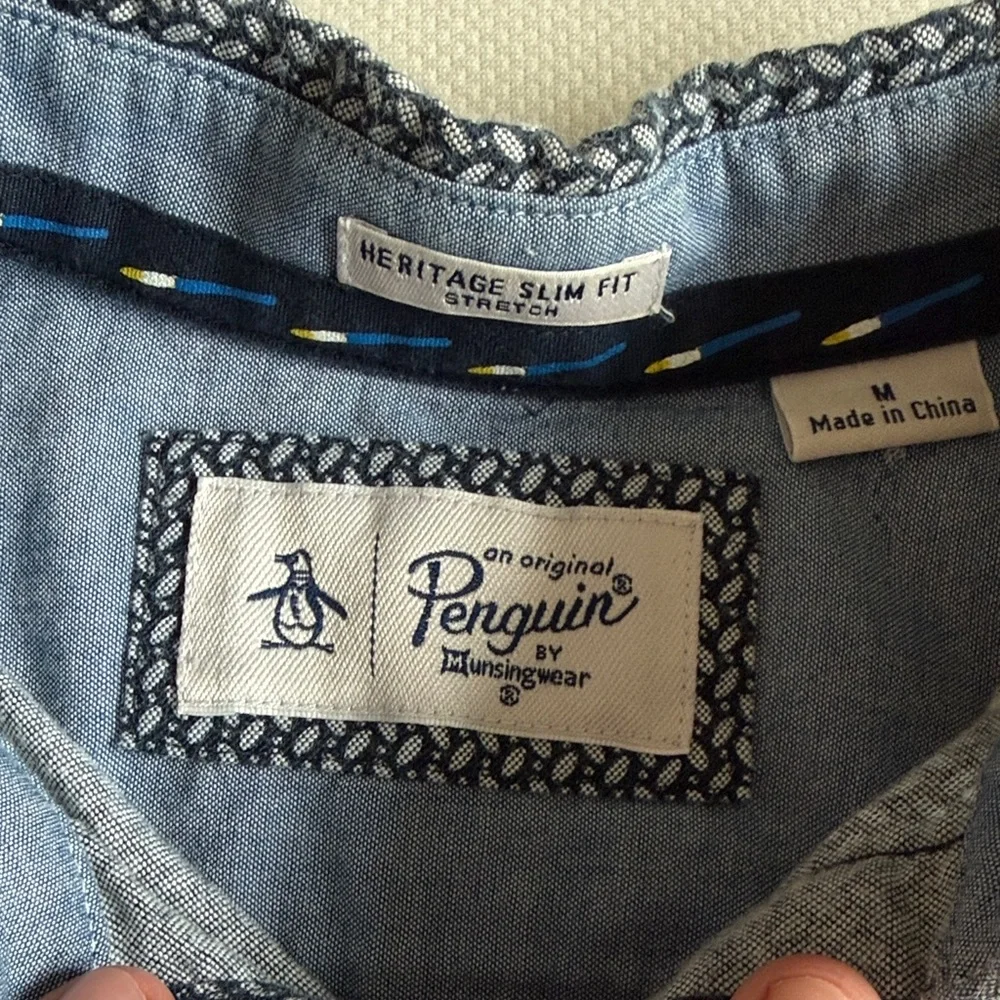 Original Penguin Navy and White Patterned Button-Down Shirt - Picture 2 of 6